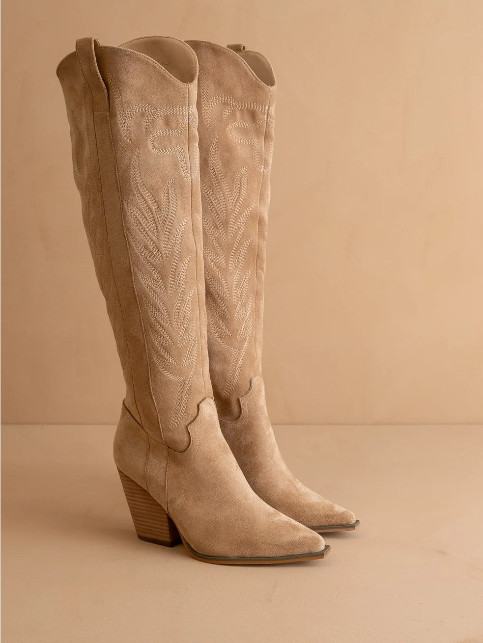 The Bronco Almond Knee High Western | Boot — view 2