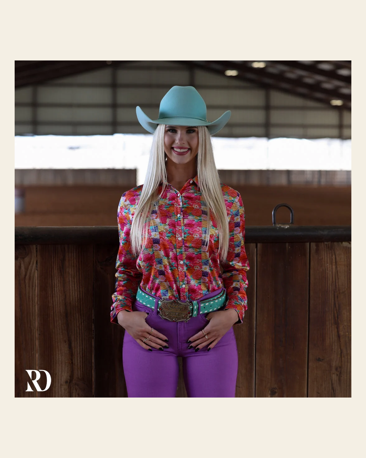 Easter Patch Satin Performance Rodeo Shirt on a warm cream background