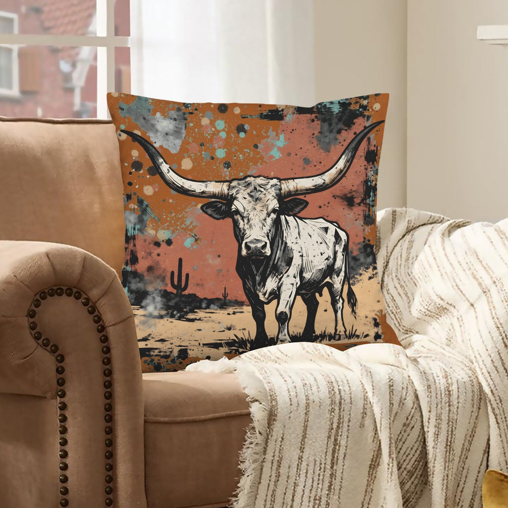Baha Ranch Lonesome Longhorn Velvety Soft Pillow Case Made in America by Baha Ranch Western Wear