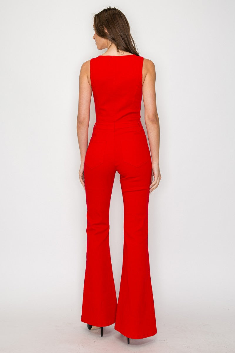 Wisteria Red Denim | Jumpsuit — view 3