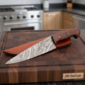 Damascus Chef Knife Set — 10" Chef Knife & 9" Utility Knife with Rosewood Handles and Leather Sheaths