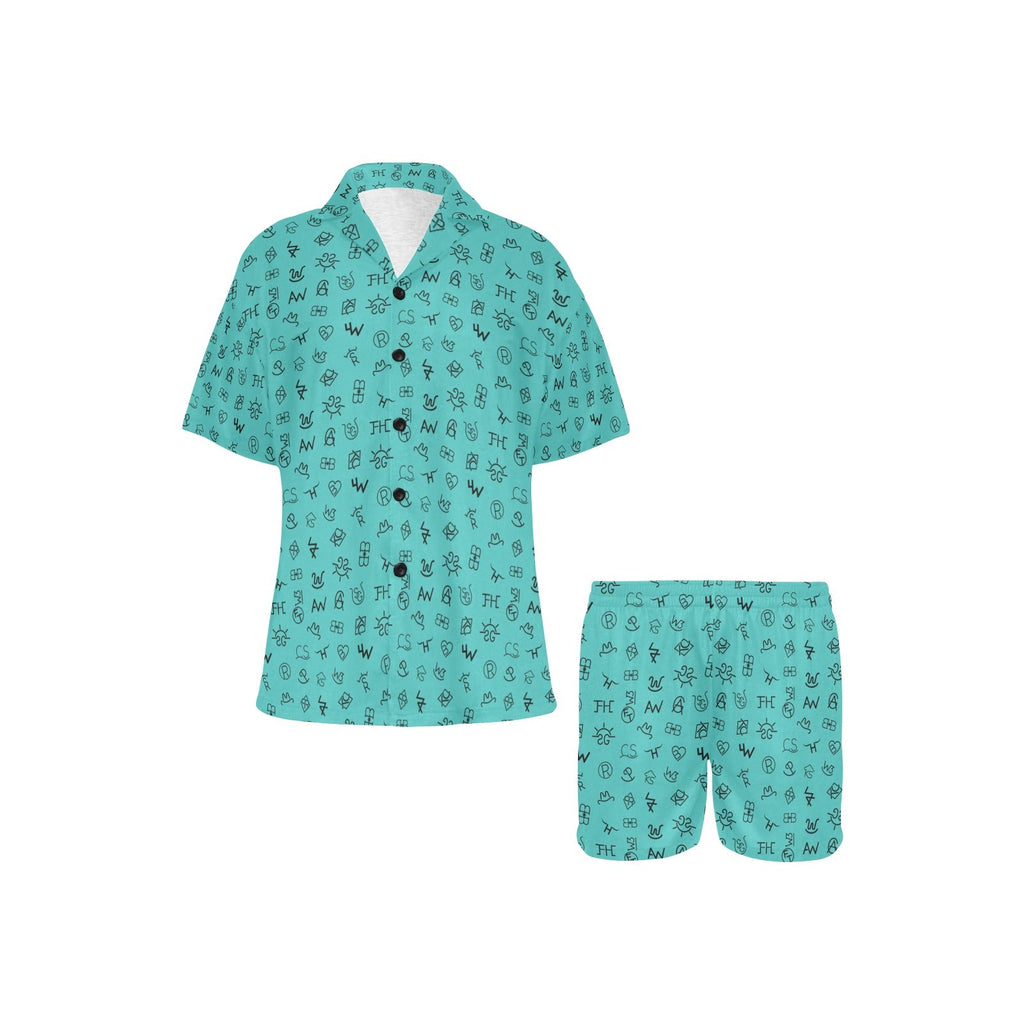 Baha Ranch Mini Turquoise Cattle Brands Women's Western Pajama Set by Baha Ranch Western Wear - product image 2