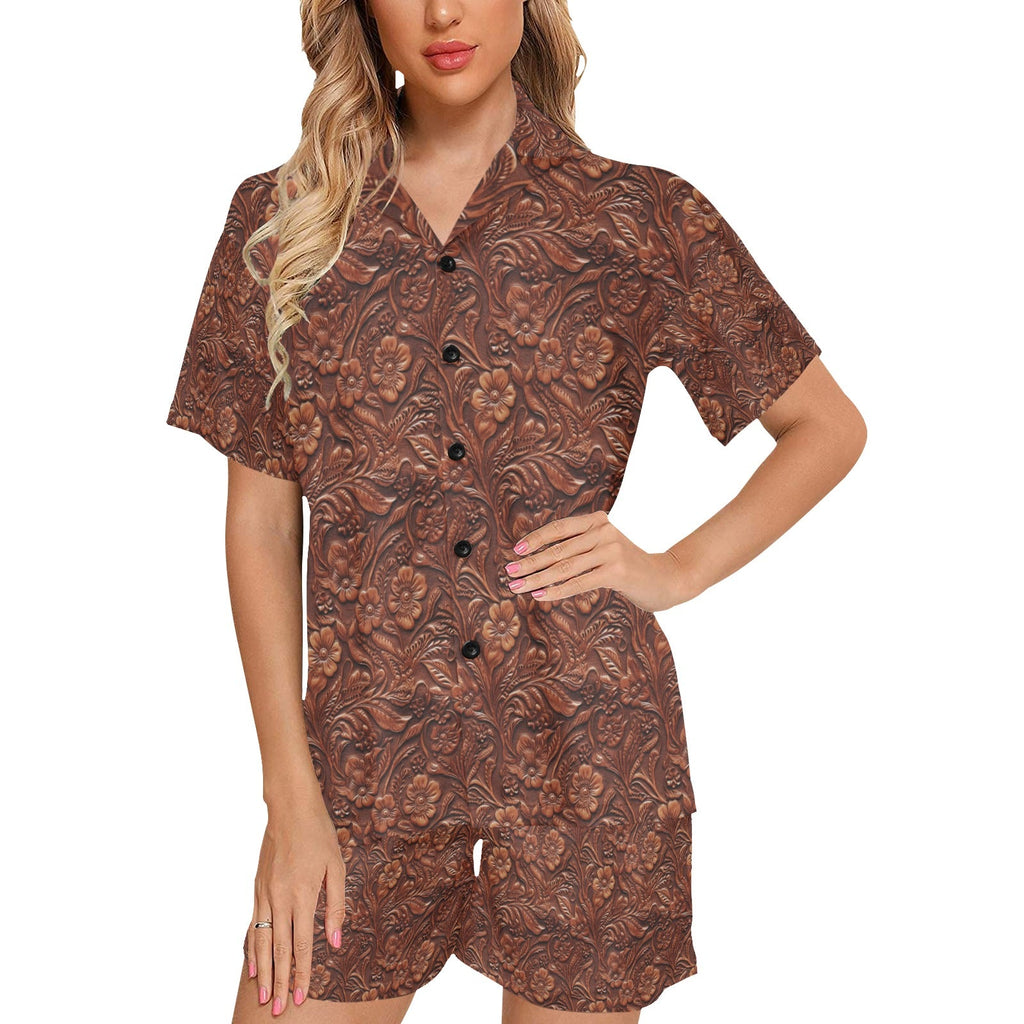 Baha Ranch Leather Floral Print Women's Pajama Set by Baha Ranch Western Wear - product image 2
