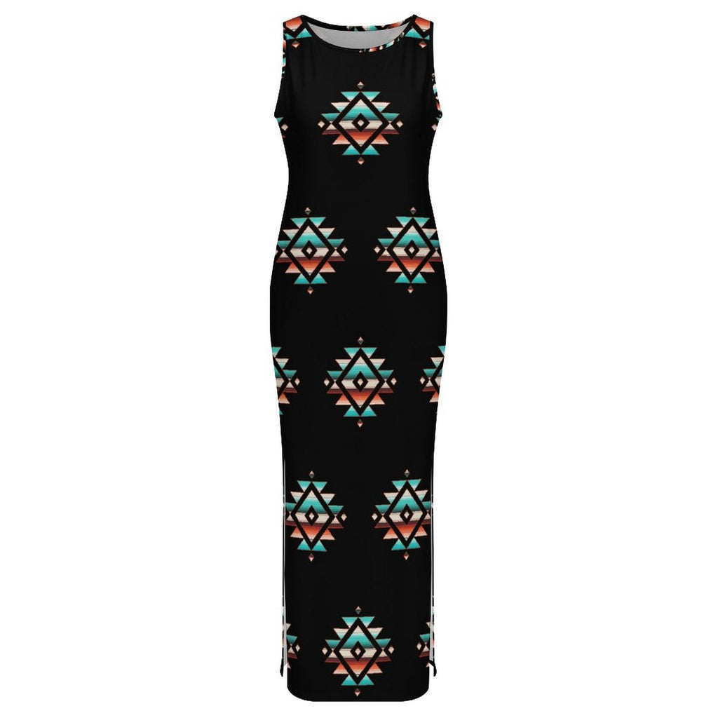 Baha Ranch Southwestern Aztec Sleeveless Bodycon Side Slit Western Maxi Dress by Baha Ranch Western Wear - product image 5