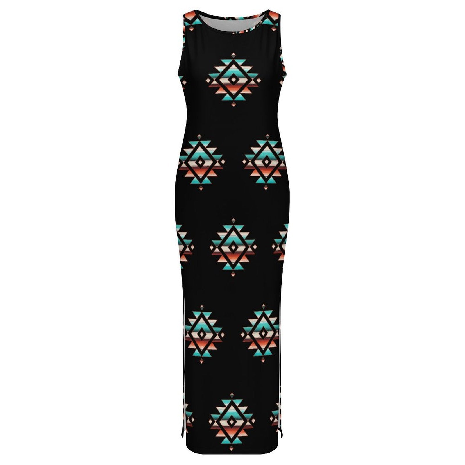 Baha Ranch Southwestern Aztec Sleeveless Bodycon Side Slit Western Maxi Dress by Baha Ranch Western Wear - product image 5
