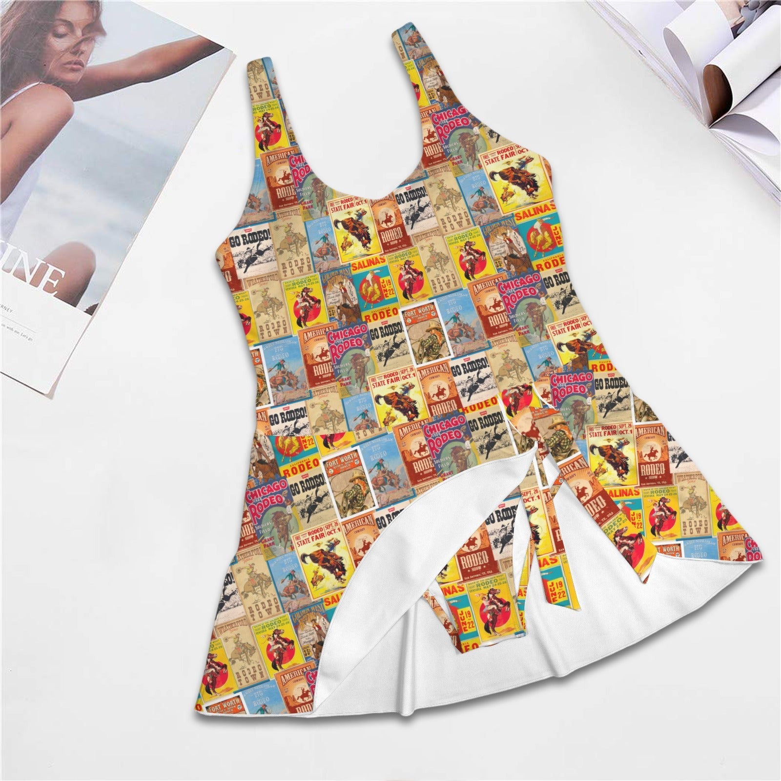 Baha Ranch Vintage Rodeo Poster Skirted Swimsuit by Baha Ranch Western Wear - product image 5