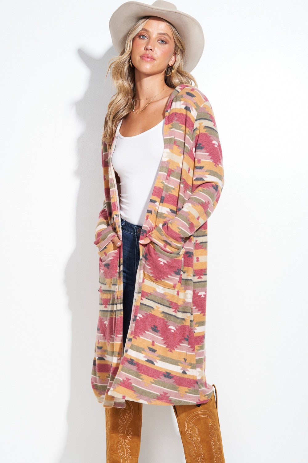 Aztec Hooded Cardigan Made in America by Baha Ranch Western Wear