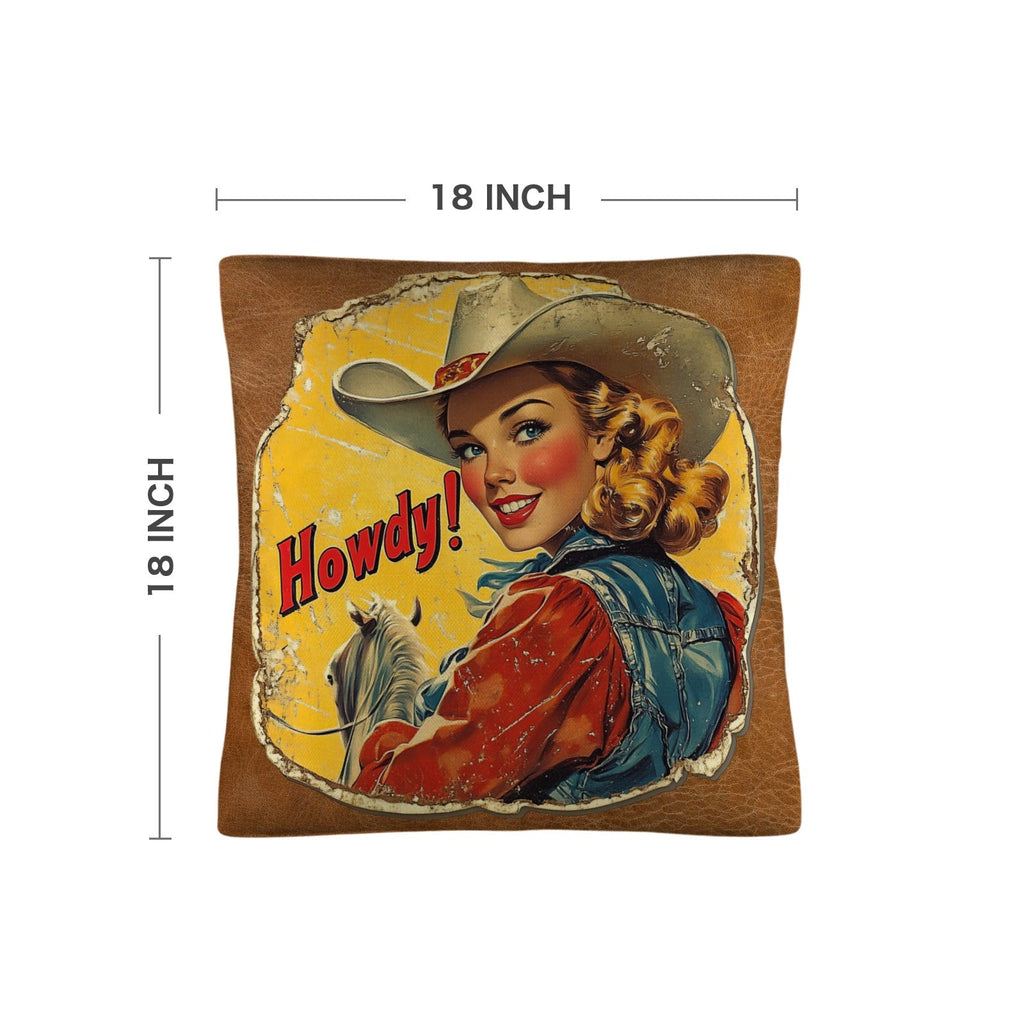 Baha Ranch Vintage Cowgirl Howdy Throw Pillow 18 x 18 Made in America by Baha Ranch Western Wear - product image 4