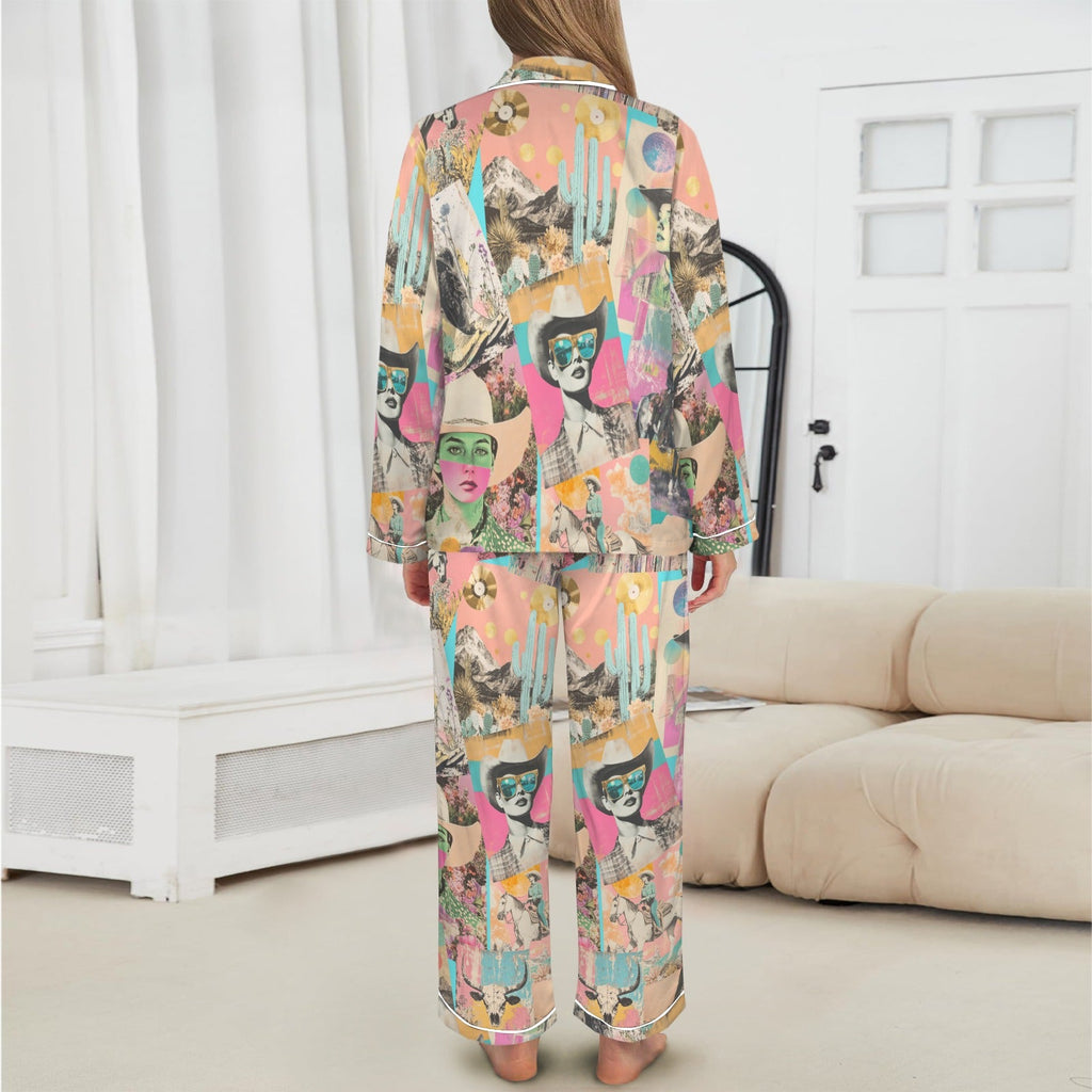 Baha Ranch Pop Western Collage Cowgirl Satin Pajamas by Baha Ranch Western Wear - product image 3