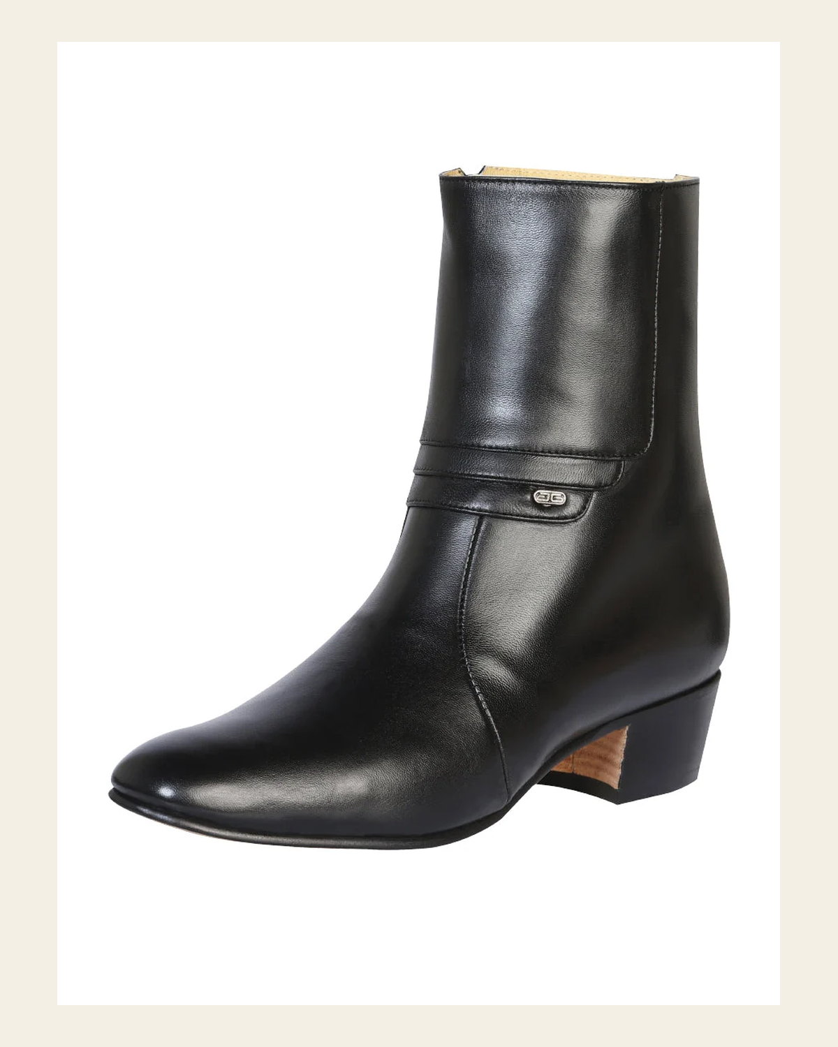 El Besserro Men's Cowboy Western Dress Boot - Made in Mexico - Goat Leather in Black 199 on a warm cream background