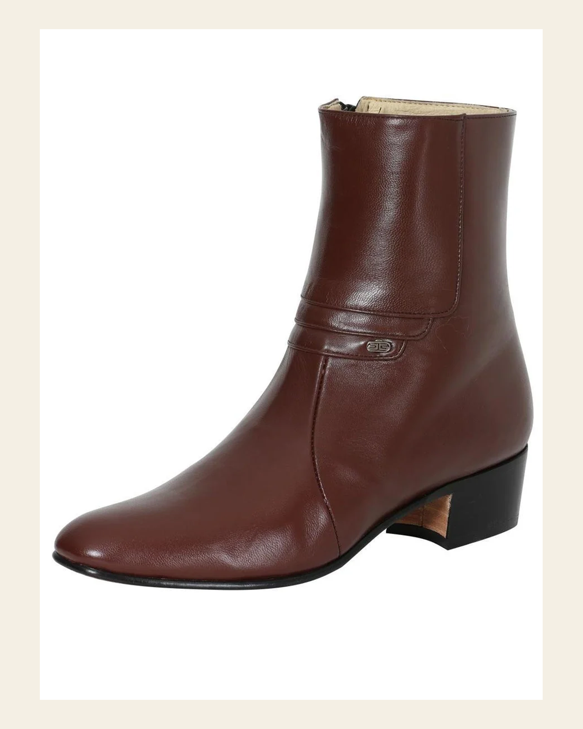 El Besserro Men's Cowboy Western Dress Boot - Made in Mexico - Goat Leather in Wine 1912 on a warm cream background