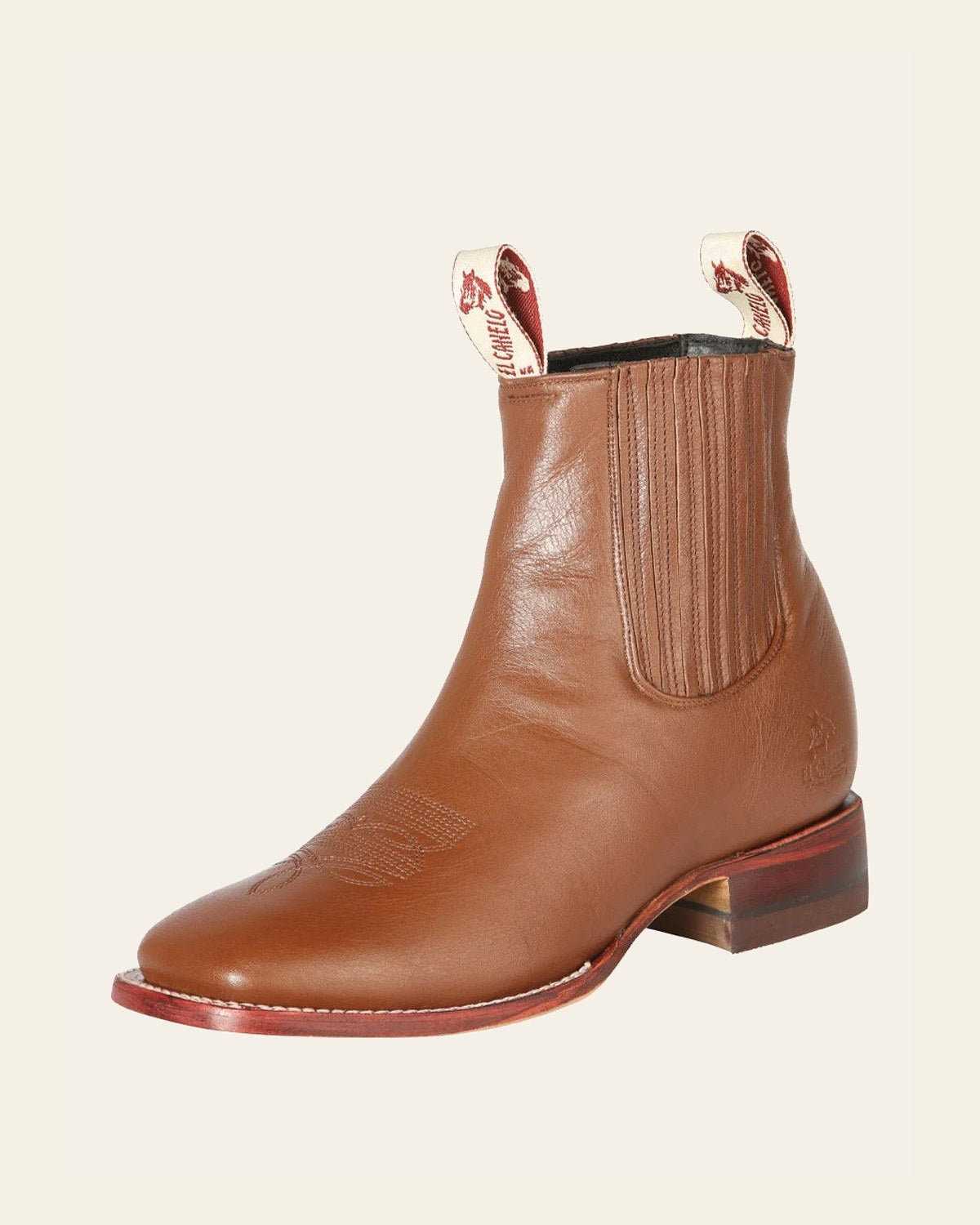 El Canelo Men’s Fronterizo Leather Ankle Boots - Made in Mexico - Ikon Wood 44242 on a warm cream background