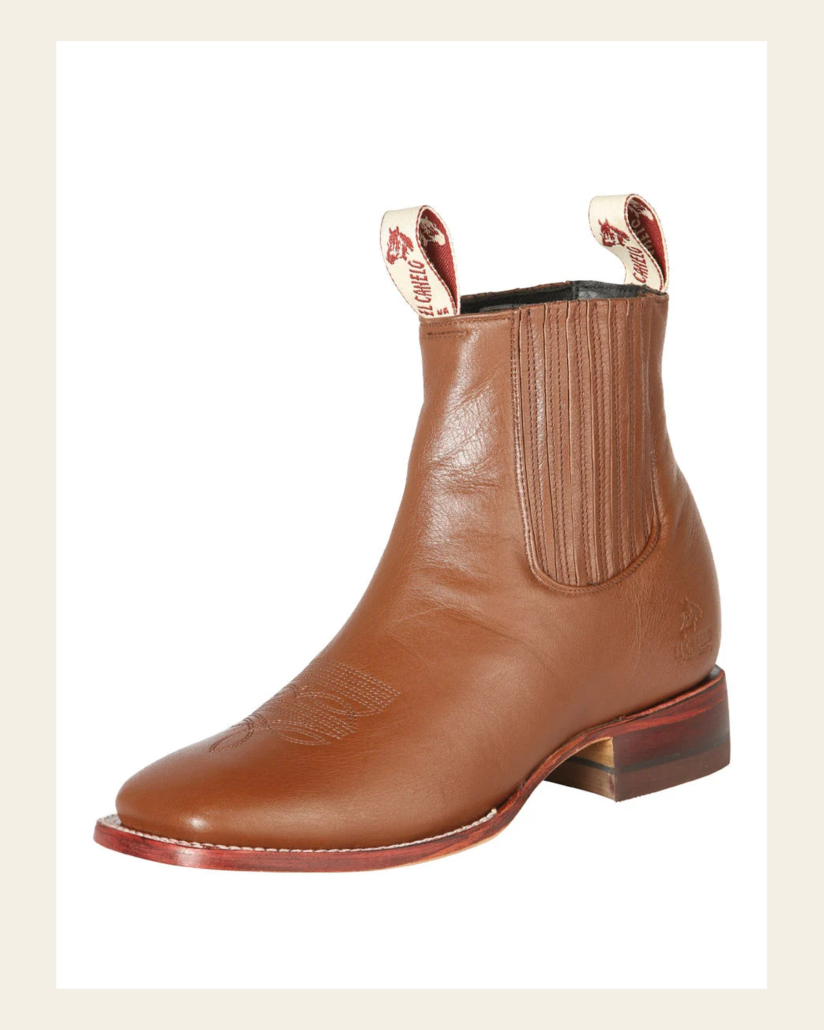 El Canelo Men’s Fronterizo Leather Ankle Boots - Made in Mexico - Ikon Wood 44242 on a warm cream background