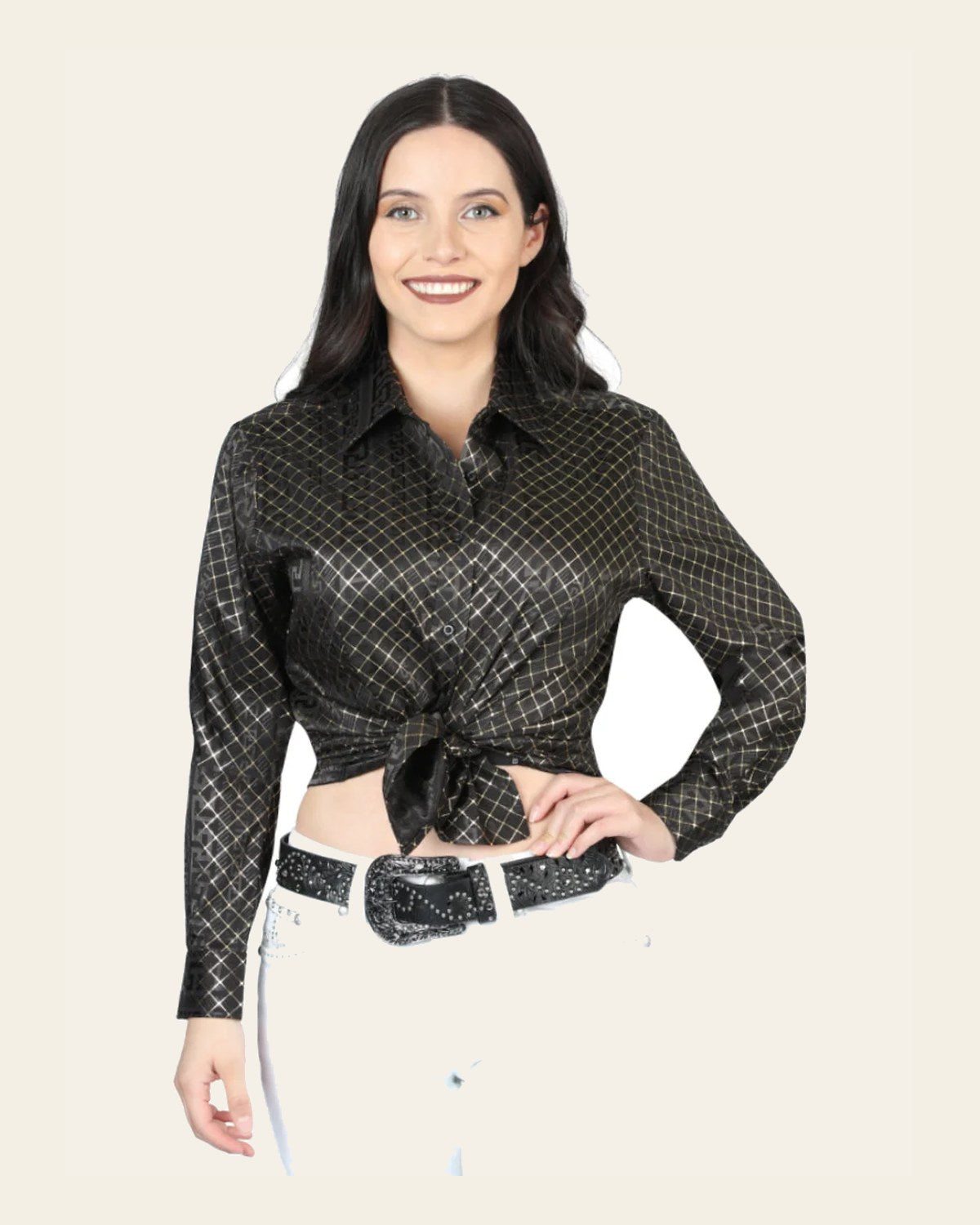 El General Black/Gold Casual Long-Sleeve Shirt 44559 on a warm cream background