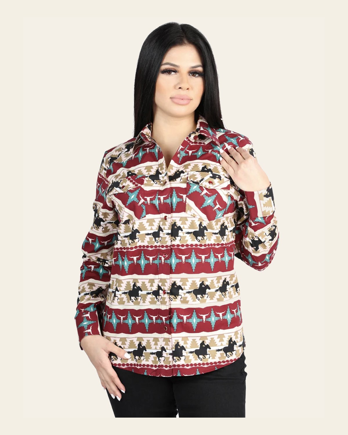 El General Black/Gold Casual Long-Sleeve Shirt - Burgandy 44480 on a warm cream background