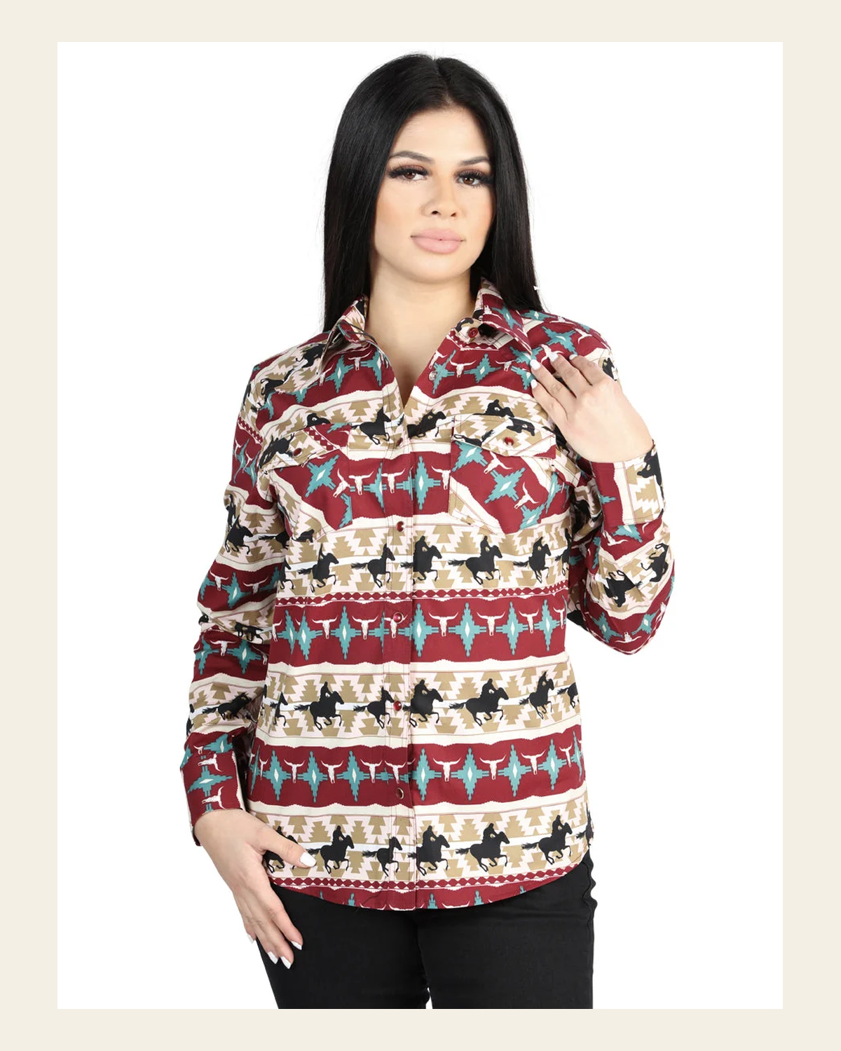 El General Black/Gold Casual Long-Sleeve Shirt - Burgandy 44480 on a warm cream background