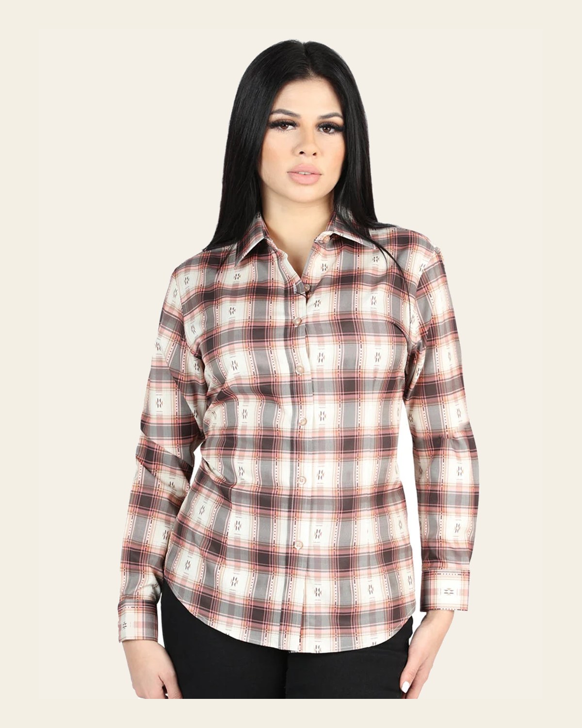 El General - Casual Long-Sleeve Shirt - Orange Beige 44716 on a warm cream background