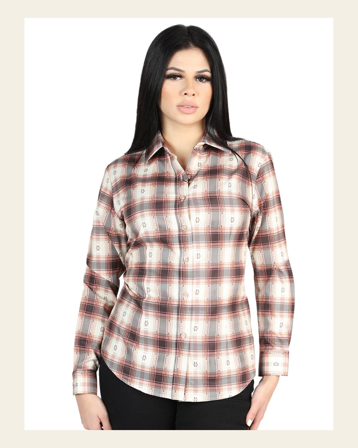 El General - Casual Long-Sleeve Shirt - Orange Beige 44716 on a warm cream background