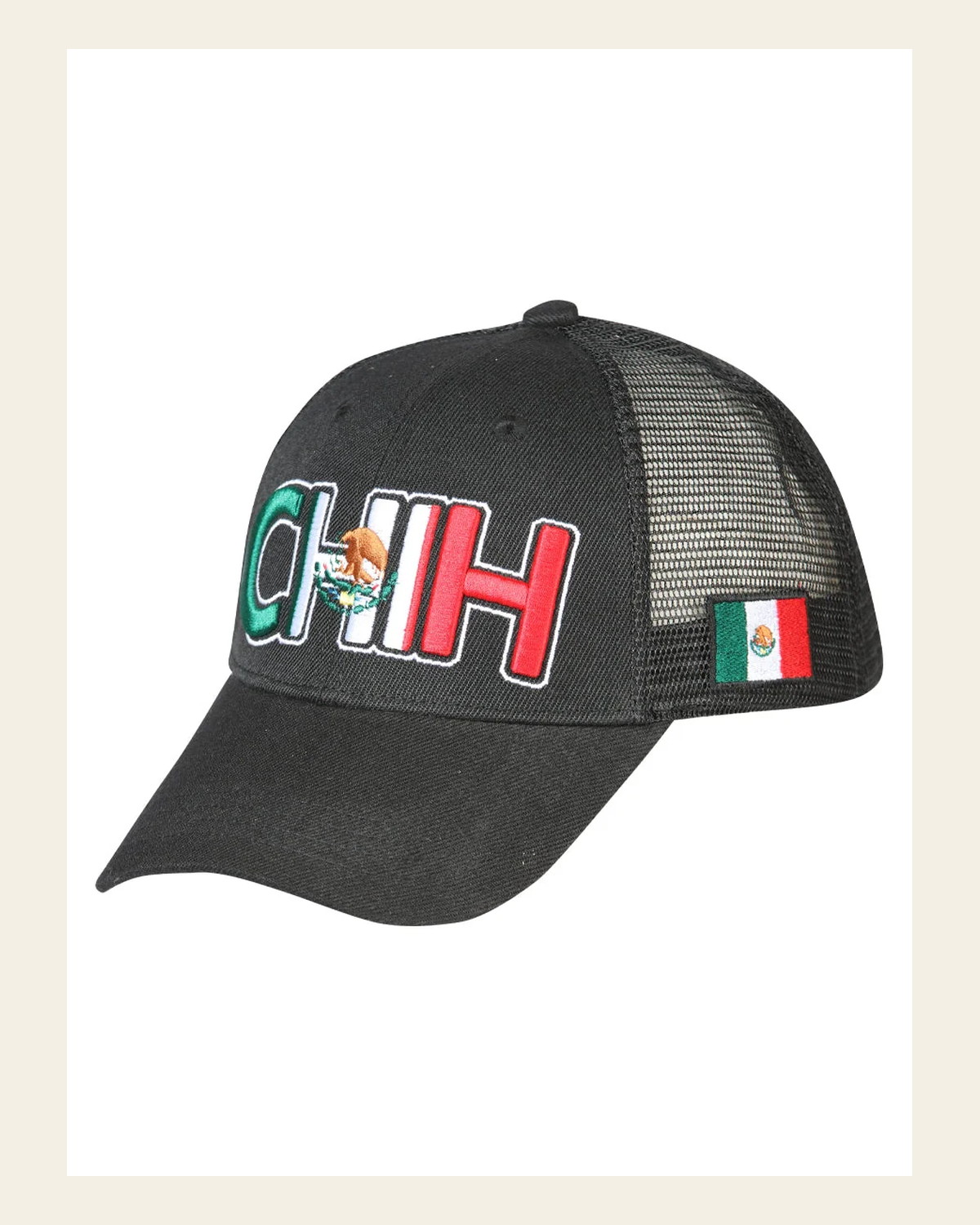 El General CB/CHIH Hat- Black 44786 on a warm cream background