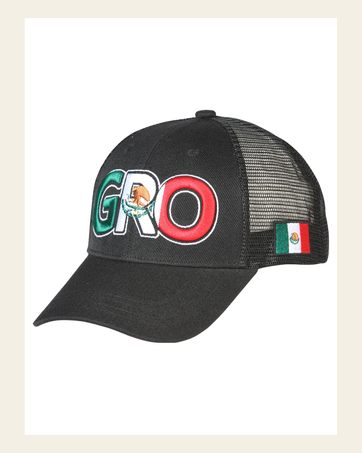 El General CB/GRO Hat- Black 44792 on a warm cream background