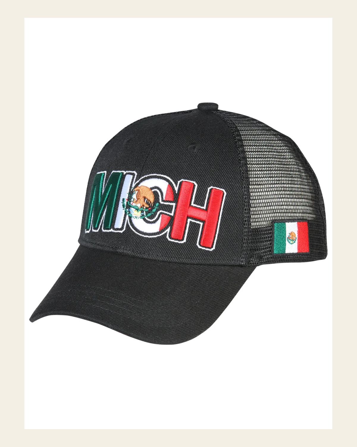 El General CB/MICH Hat- Black 44784 on a warm cream background