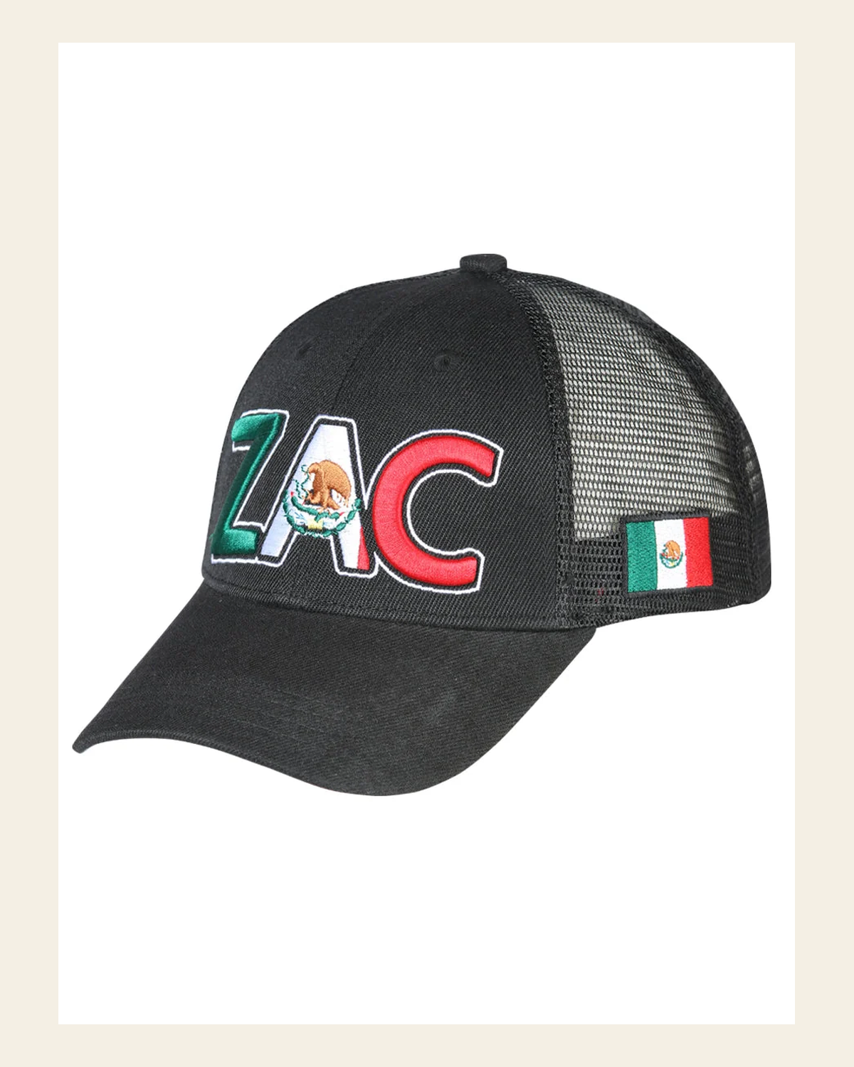 El General CB/ZAC Hat- Black 44780 on a warm cream background