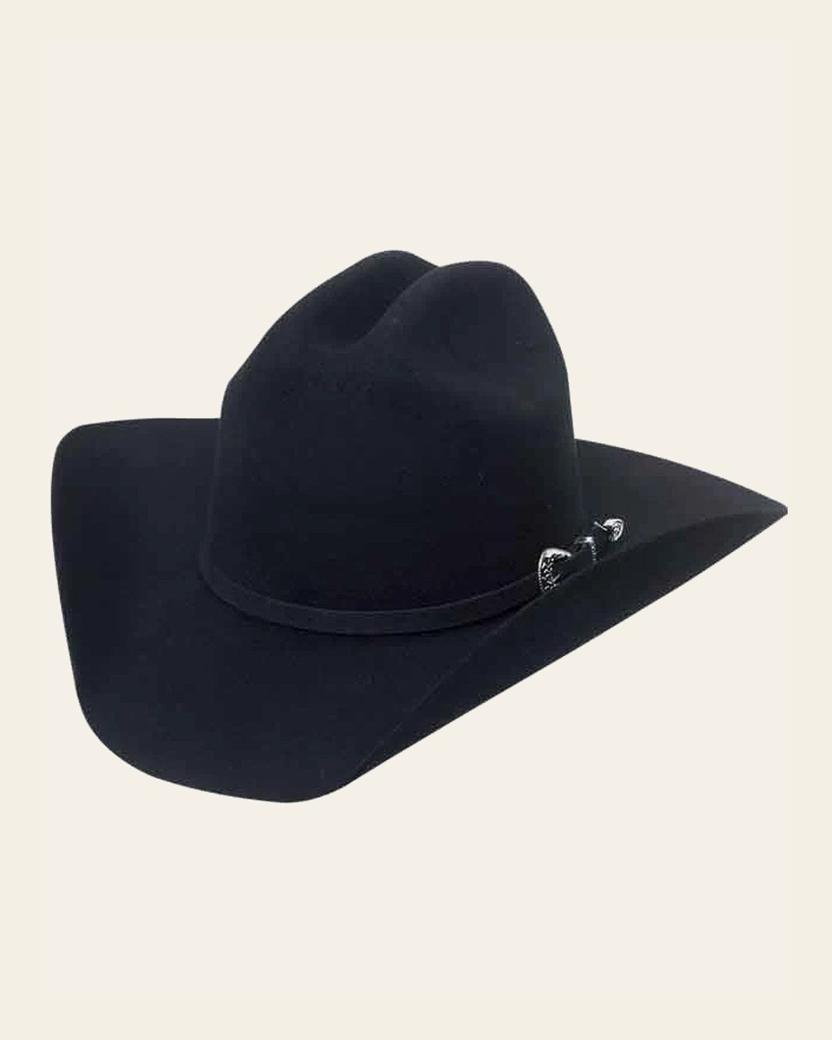 El General 50X Premium Wool Cowboy Hat Made in Mexico – Style "Marlboro" Black – 23084 on a warm cream background