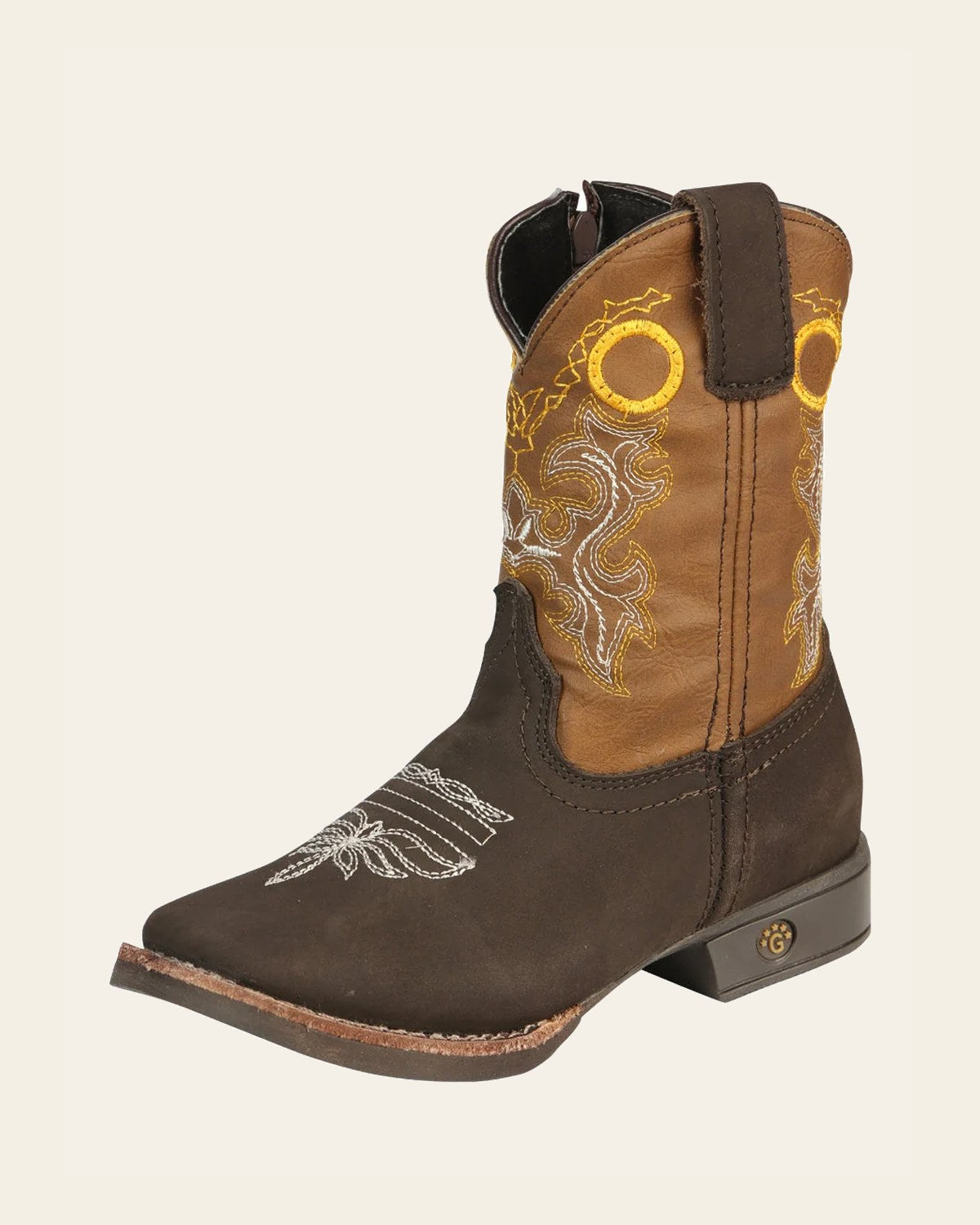 El General Kids Rodeo Boots - Chocolate 45390 on a warm cream background