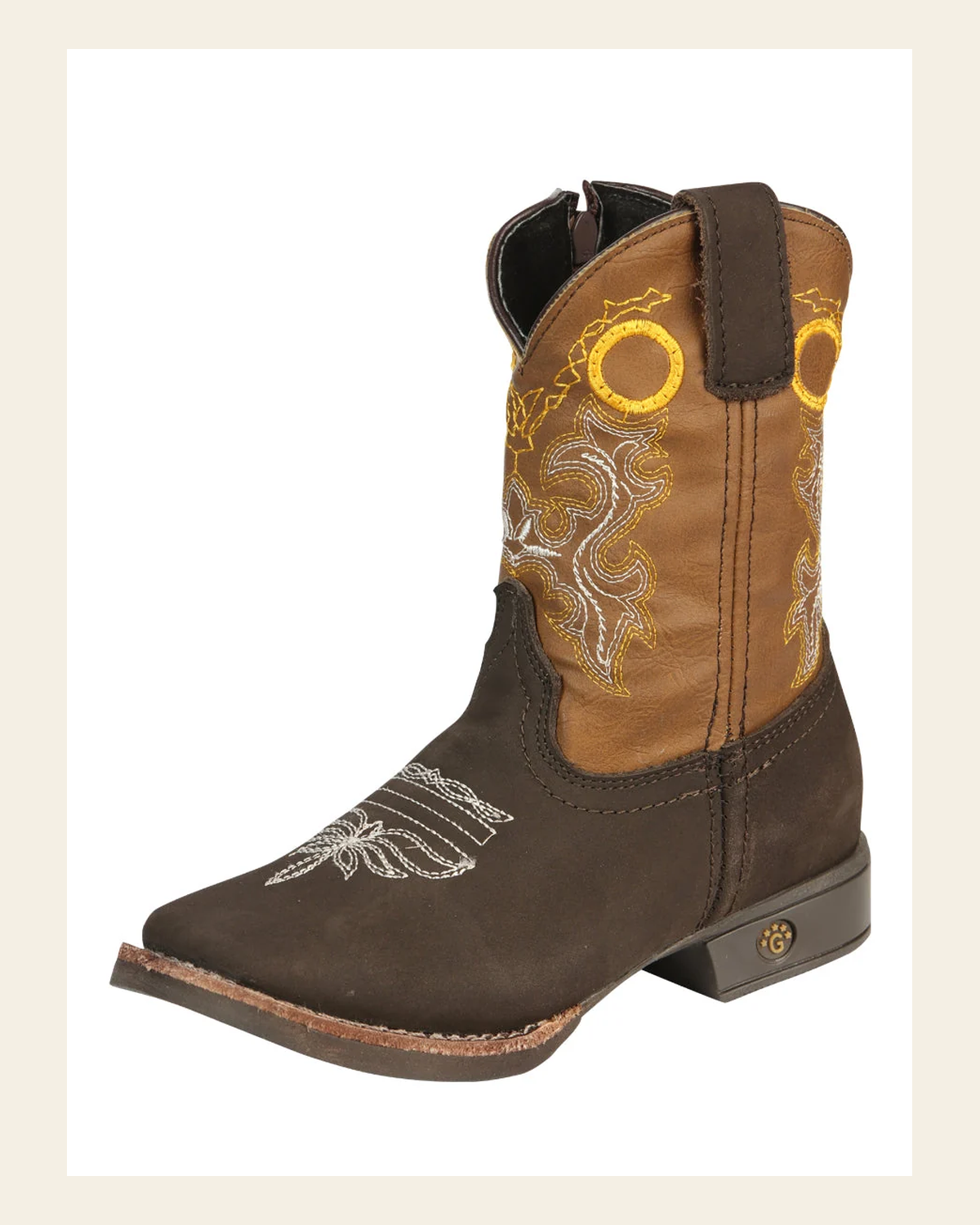El General Kids Rodeo Boots - Chocolate 45390 on a warm cream background