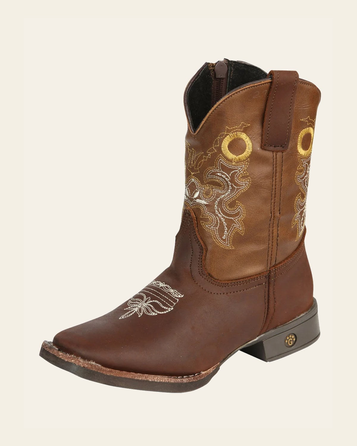 El General Kids Rodeo Boots - Oak 45388 on a warm cream background