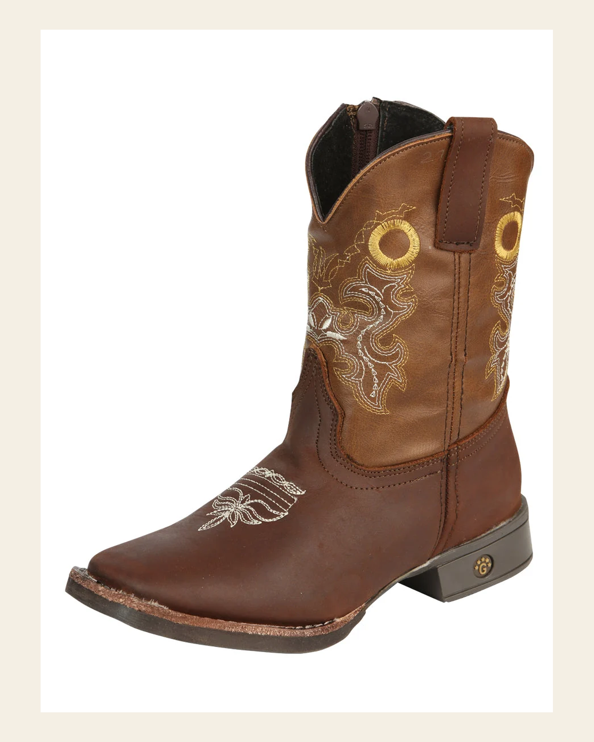 El General Kids Rodeo Boots - Oak 45388 on a warm cream background