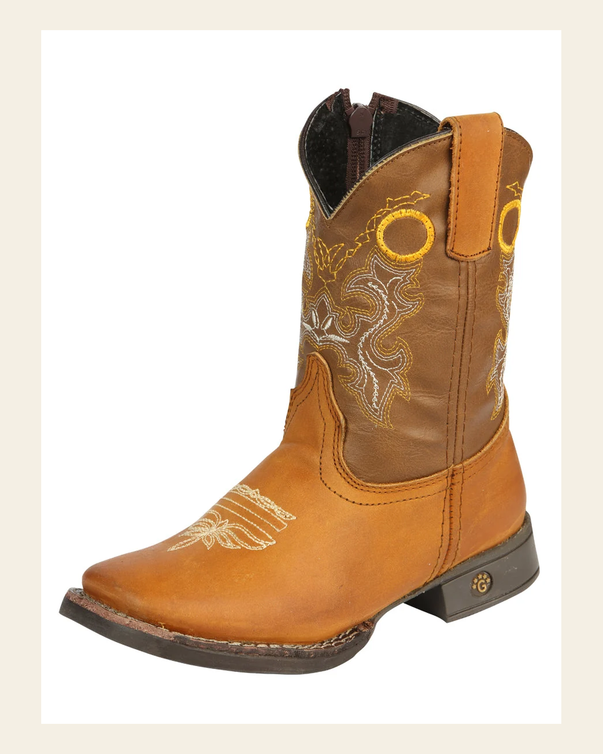 El General Kids Rodeo Boots - Honey 45389 on a warm cream background