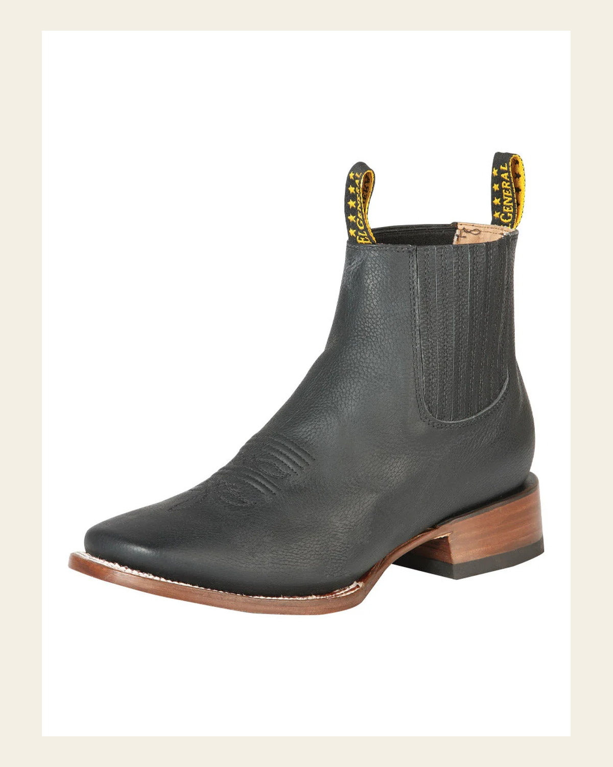 El General Men’s Ankle Boots - Cimarron Leather Black 126610 on a warm cream background