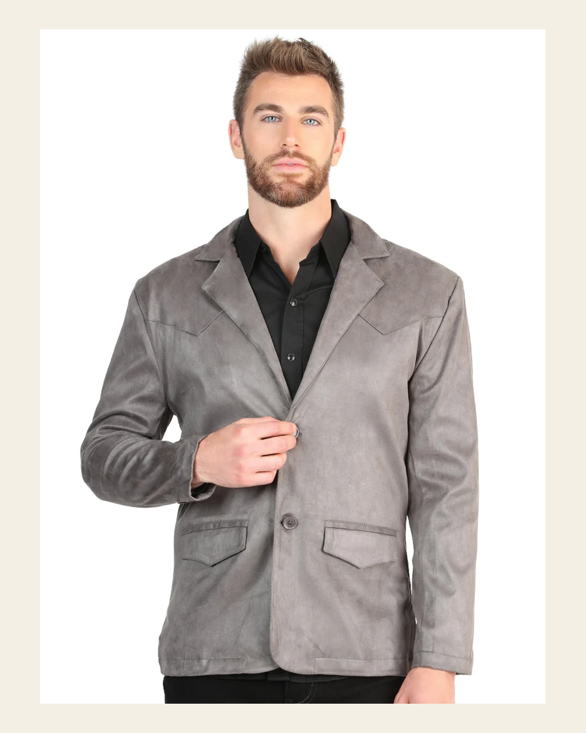 El General Men’s Gray Suede Western Blazer 45638 on a warm cream background