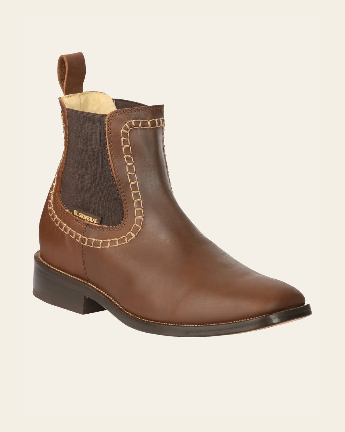 El General Men’s Leather Ankle Boots - Brown 45421 on a warm cream background
