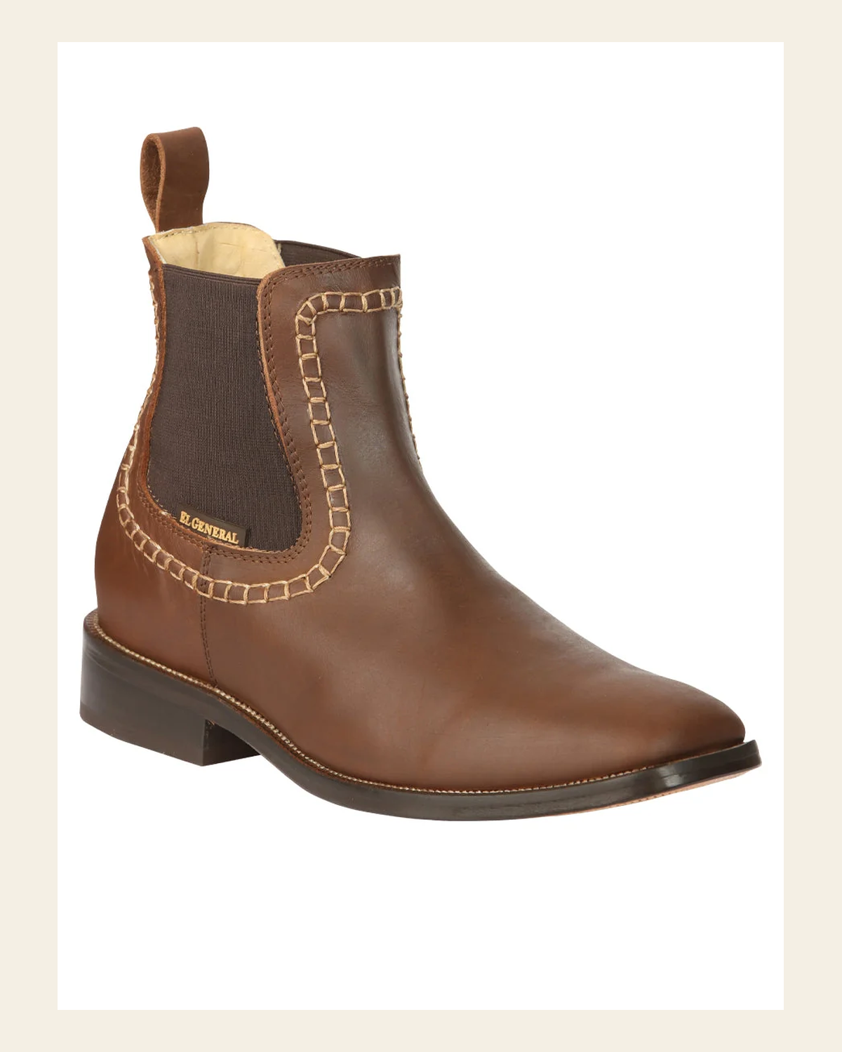 El General Men’s Leather Ankle Boots - Brown 45421 on a warm cream background