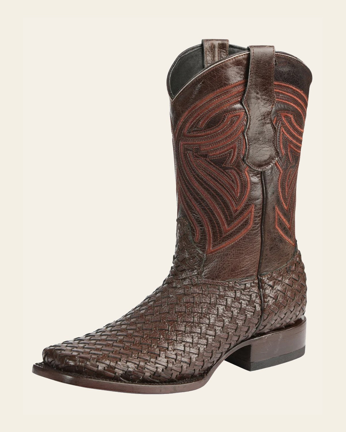 El General Men’s Leather Rodeo Boots Petatillo - Brown 45401 on a warm cream background