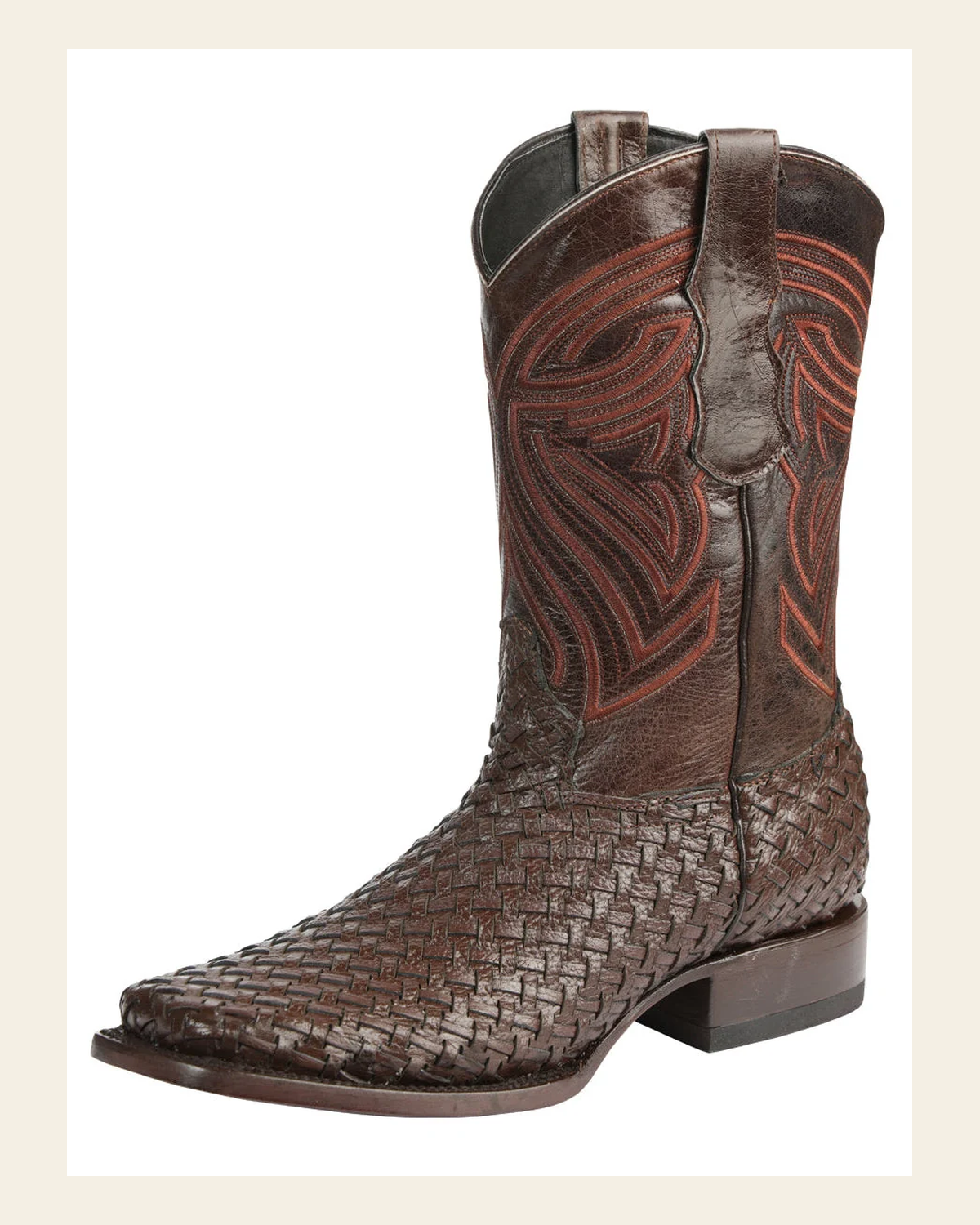 El General Men’s Leather Rodeo Boots Petatillo - Brown 45401 on a warm cream background