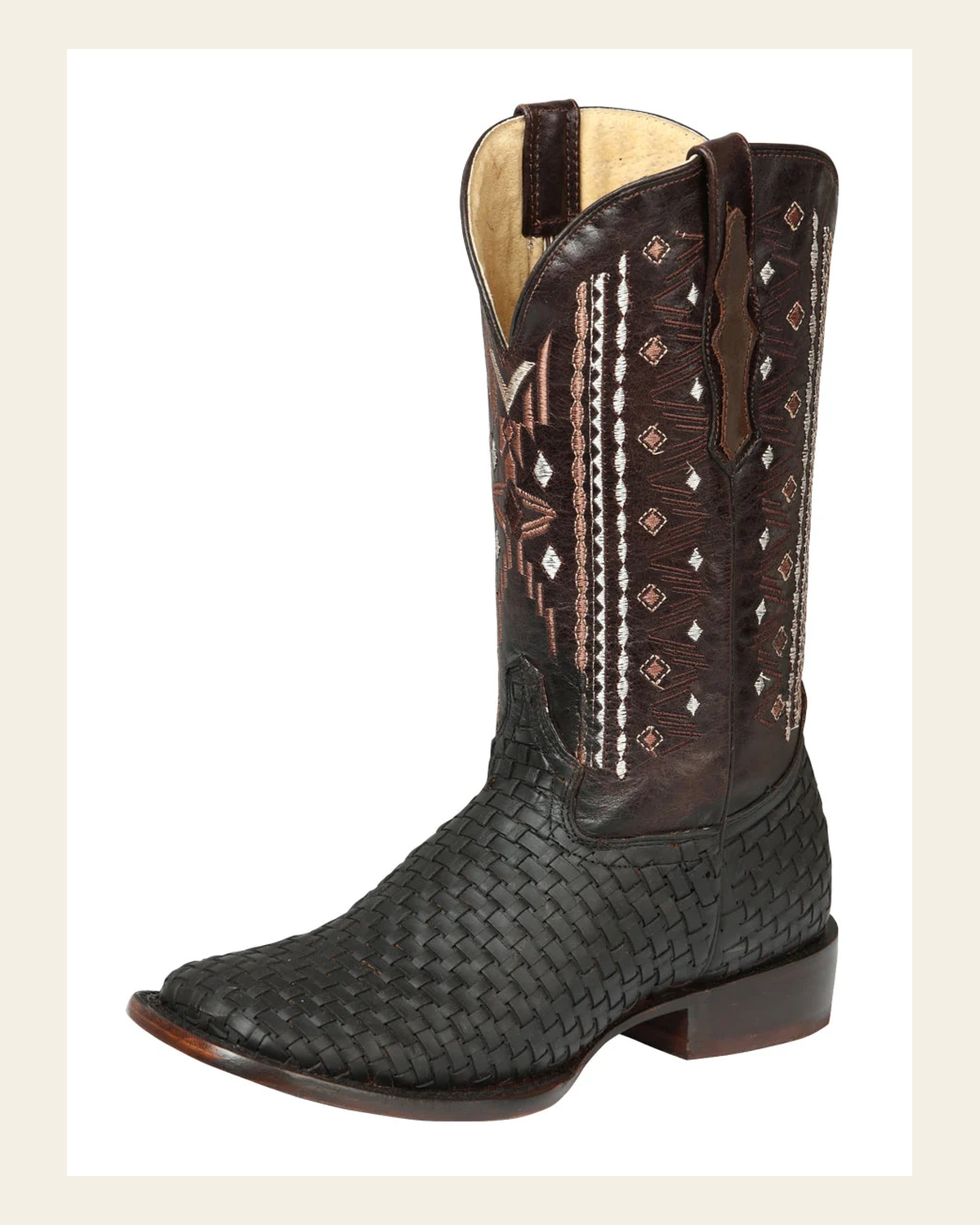 El General Men’s Leather Rodeo Boots Petatillo - Crazy Brown 44861 on a warm cream background