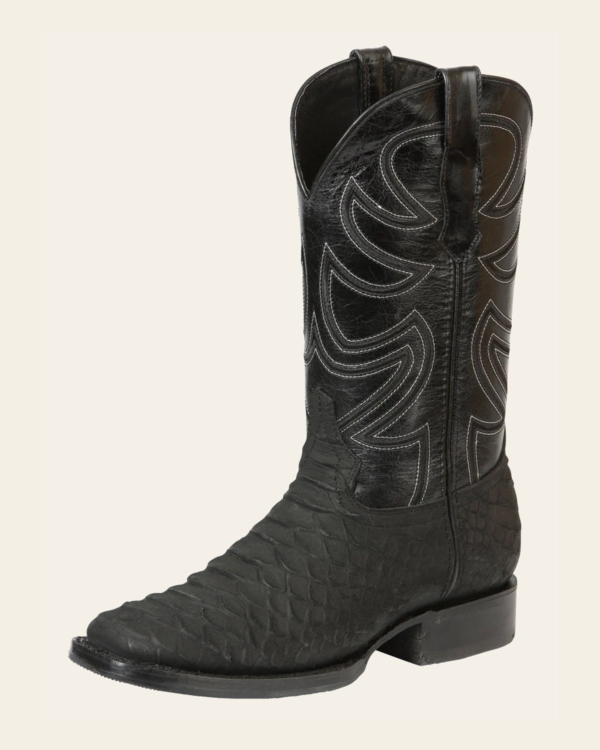 El General Men’s Rodeo Boot Imitation Python - Black 45561 on a warm cream background