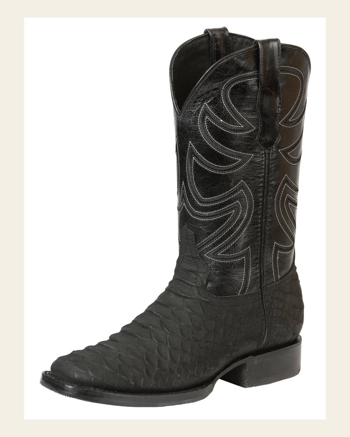 El General Men’s Rodeo Boot Imitation Python - Black 45561 on a warm cream background