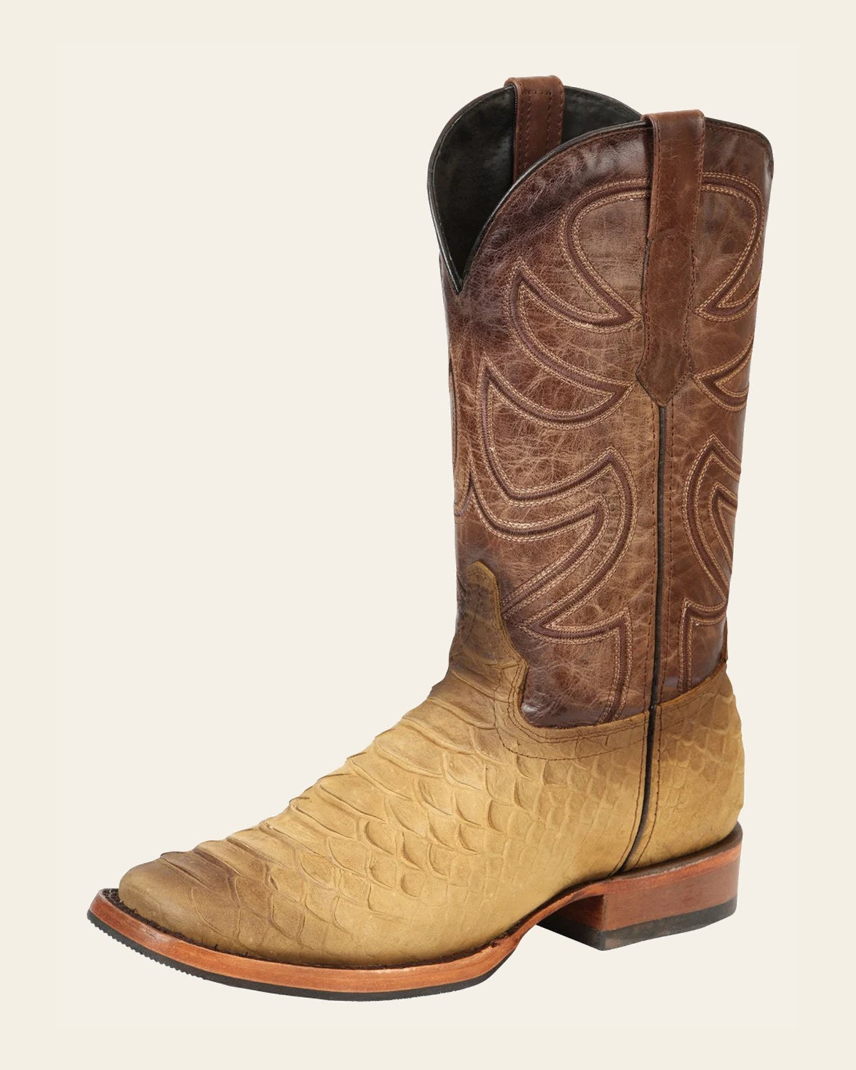 El General Men’s Rodeo Boot Imitation Python - Honey 45563 on a warm cream background