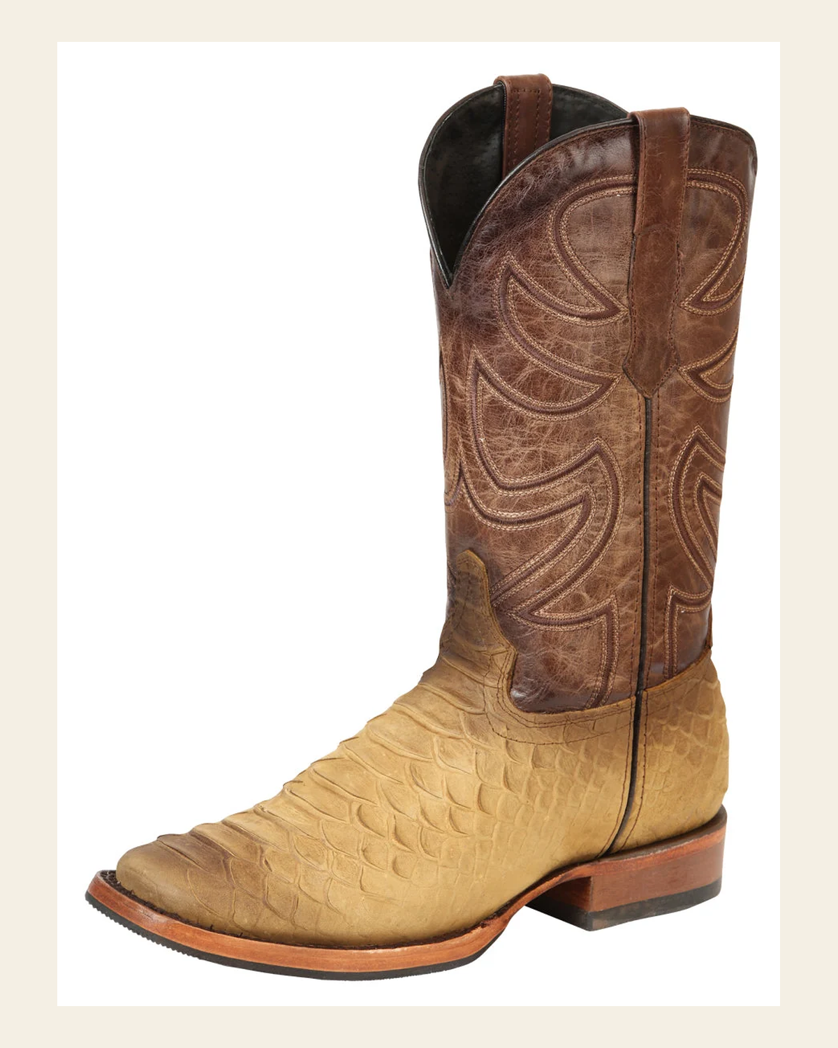 El General Men’s Rodeo Boot Imitation Python - Honey 45563 on a warm cream background