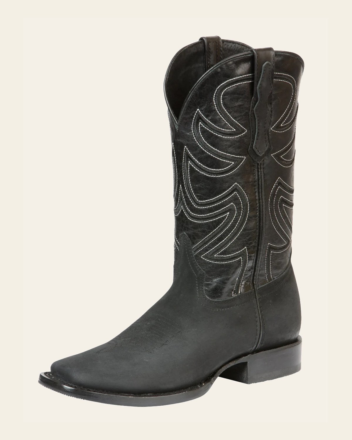 El General Men’s Rodeo Boot Nobuck Leather - Black 45567 on a warm cream background
