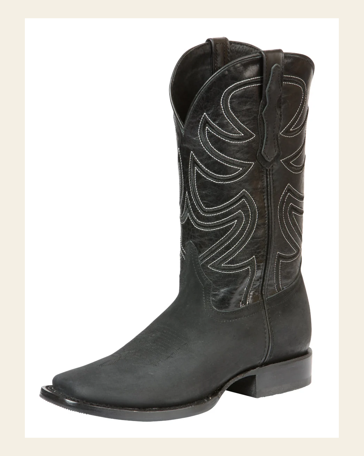 El General Men’s Rodeo Boot Nobuck Leather - Black 45567 on a warm cream background