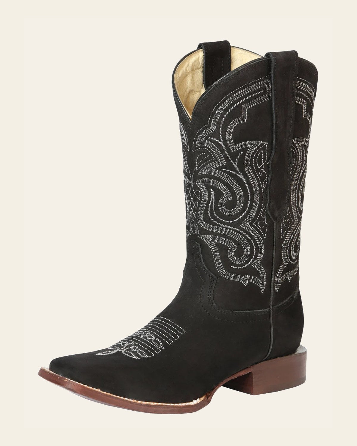El General Men’s Rodeo Boot – Nubuck Leather - Black 45205 on a warm cream background