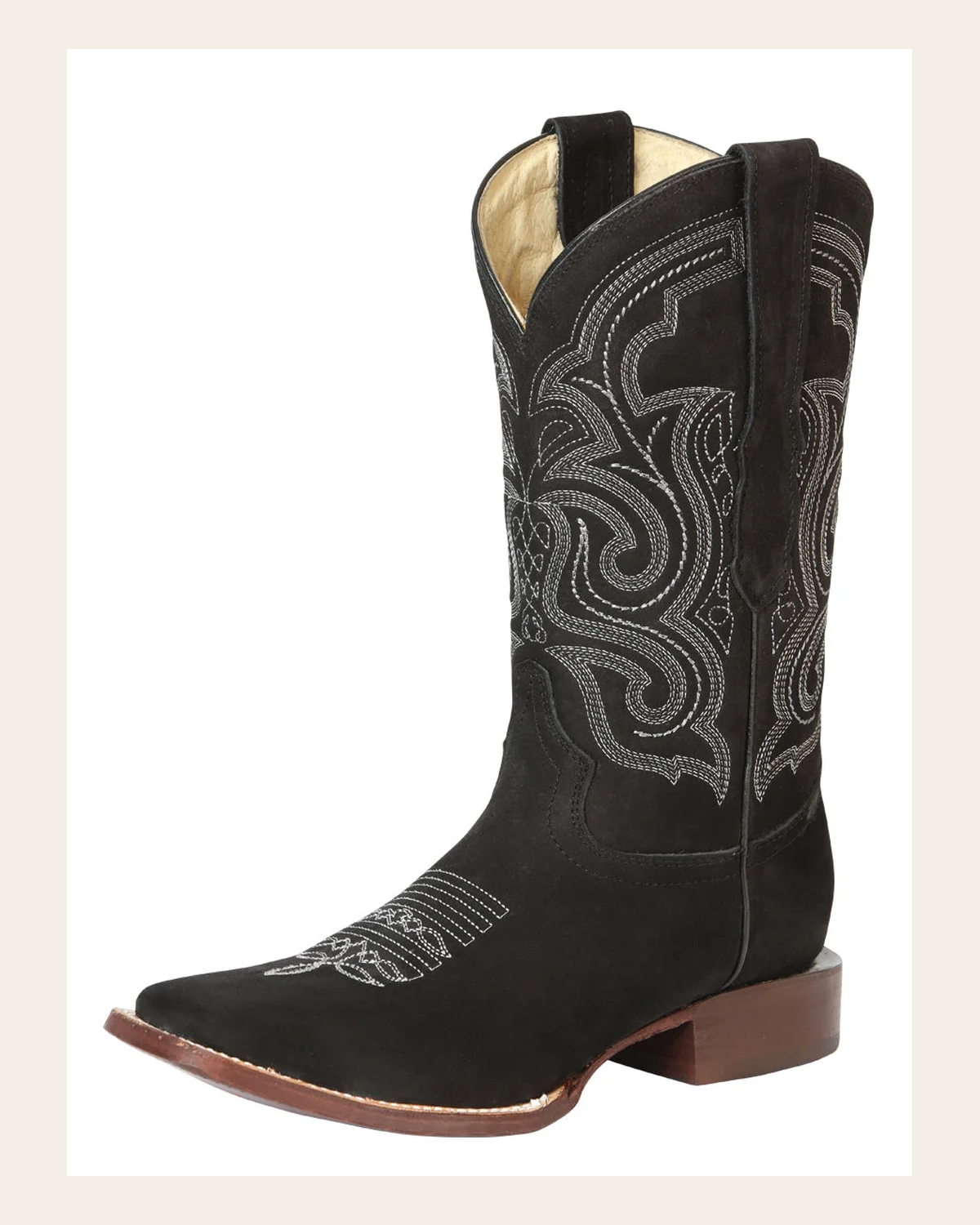 El General Men’s Rodeo Boot – Nubuck Leather - Black 45205 on a warm cream background