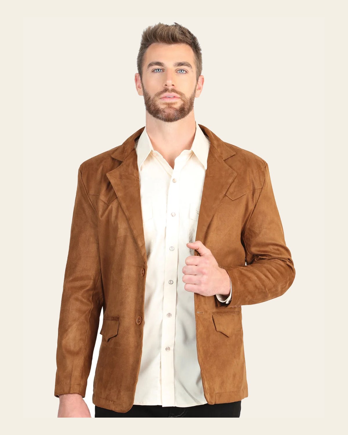El General Men’s Tan Suede Western Blazer 45636 on a warm cream background