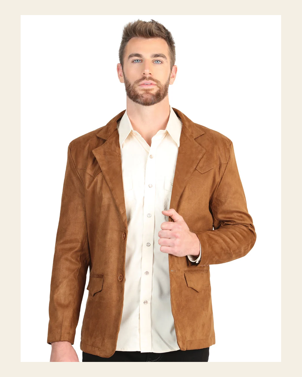 El General Men’s Tan Suede Western Blazer 45636 on a warm cream background