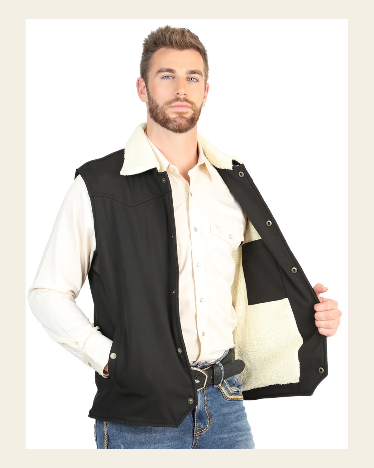 El General Men’s Vest - Black 45644 on a warm cream background
